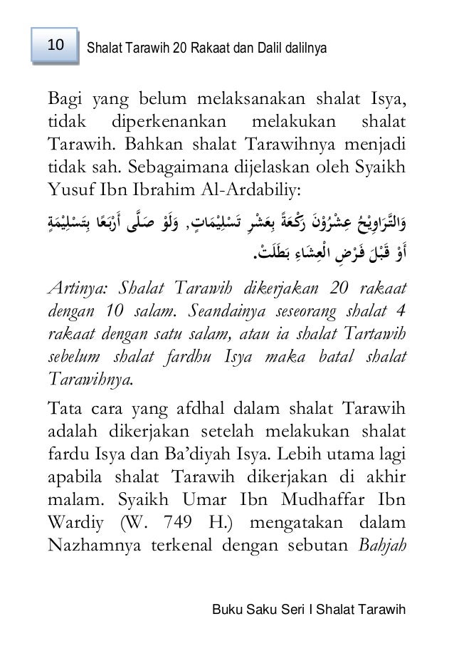 Shalat Tarawih 20 Rakaat Dan Dalil Final