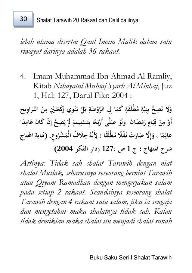 Shalat Tarawih 20 Rakaat Dan Dalil Final