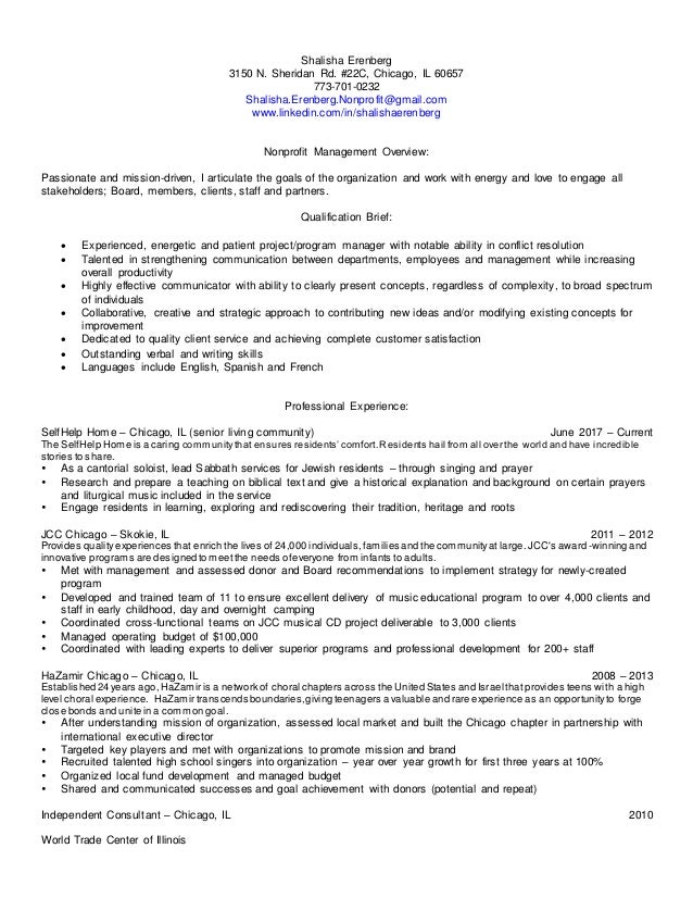 Nonprofit Resume non profit job resume sample sidemcicek com inspiration with additional sampl entry level samples objective statement Shalisha Erenberg Non Profit Resume Shalisha Erenberg 3150 N Sheridan Rd 22c Chicago Nonprofit Resume non profit administrative assistant resume sample valid level c kumon Shalisha Erenberg Non Profit Resume Shalisha Erenberg 3150 N Sheridan Rd 22c Chicago