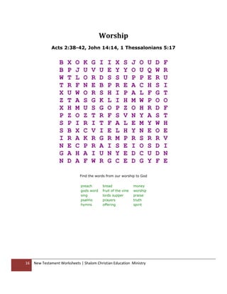 shalom christian education the books of the new testament worksheets