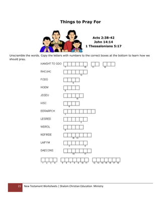 shalom christian education the books of the new testament worksheets