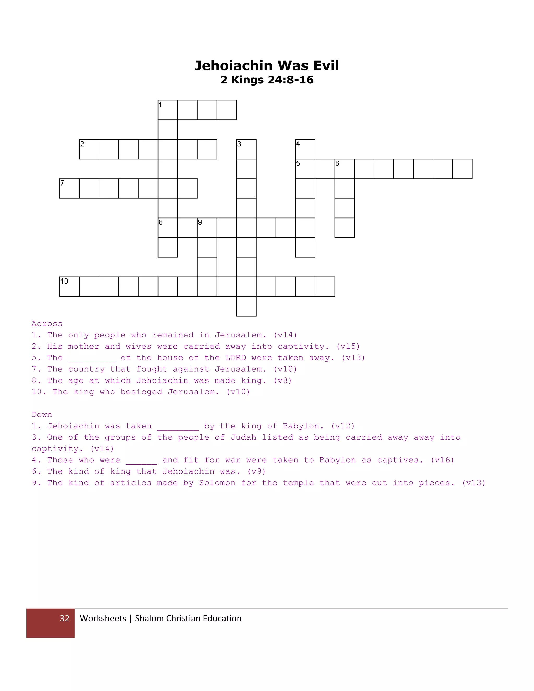 Shalom christian education the books of the old testament worksheets | PDF