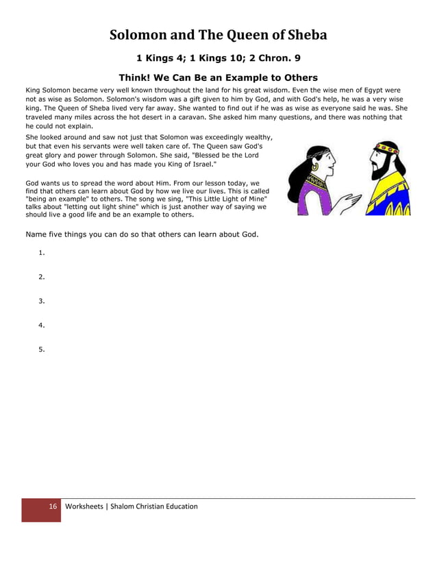 Shalom christian education the books of the old testament worksheets | PDF