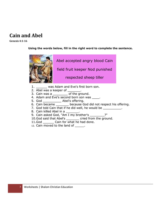 Shalom christian education the books of the old testament worksheets | PDF