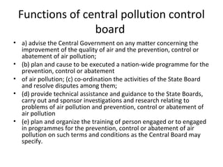 Pollution control board -Power and Functions | PPT