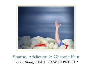 Shame, Addiction & Chronic Pain
Louise Stanger Ed.d, LCSW, CDWF, CIP
 