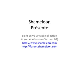 Shameleon Présente Saint Seiya vintage collection Adromède bronze (Version 02) http://www.shameleon.com http://forum.shameleon.com 