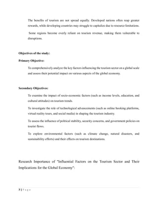 Influential Factors on the Tourism Sector and Their Implications for ...