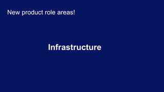 New product role areas!
Infrastructure
 