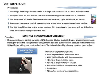 Shampoo formualtion and evaluation test (cosmetics)