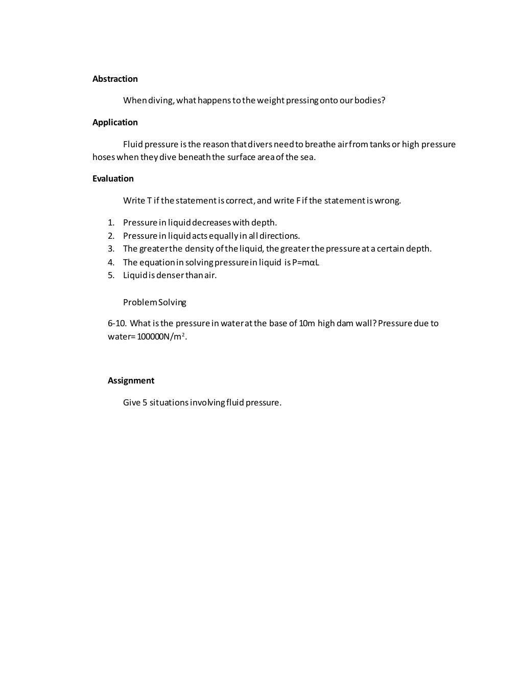 Lesson Plan in Physics