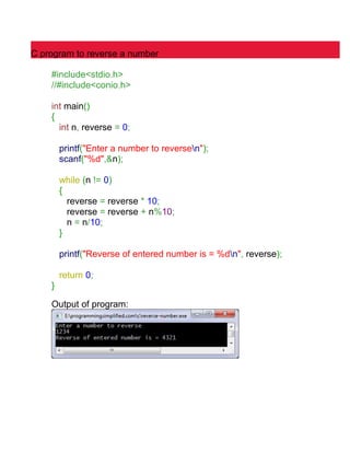 Palindrome number program c | PDF