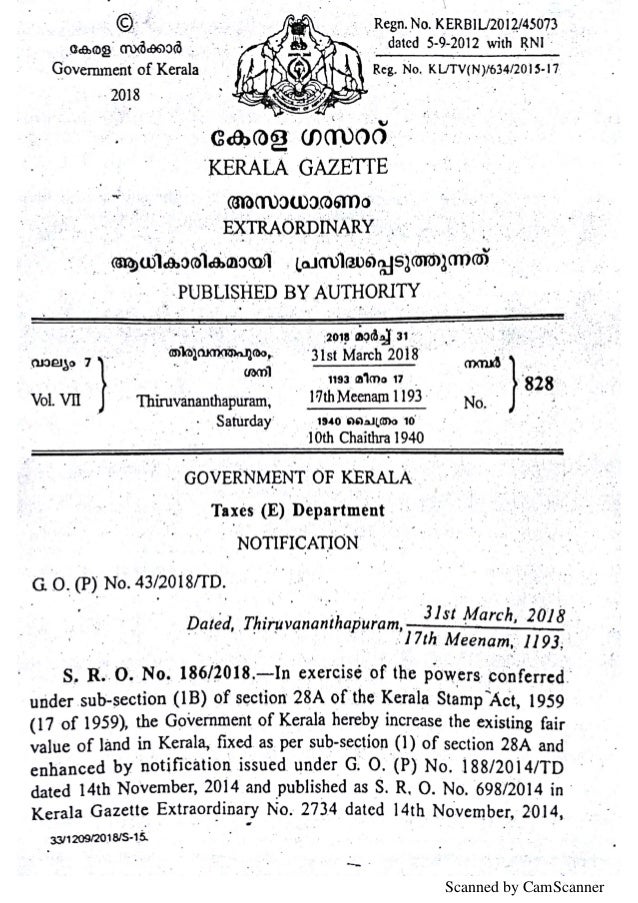 Kerala government Fair value of land 10 percentage increase order dated