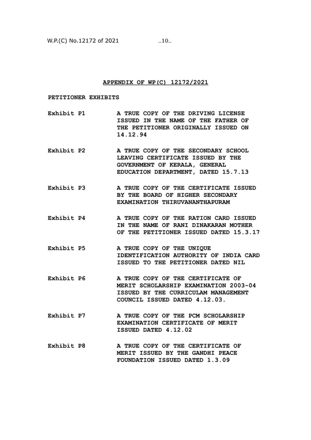 Kerala nativity certificate criteria for issue High Court Judgement