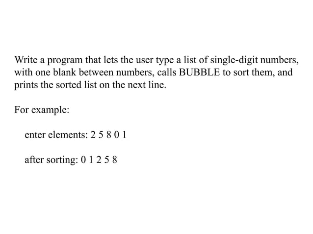 bubble sorting of an array in 8086 assembly language | PPT