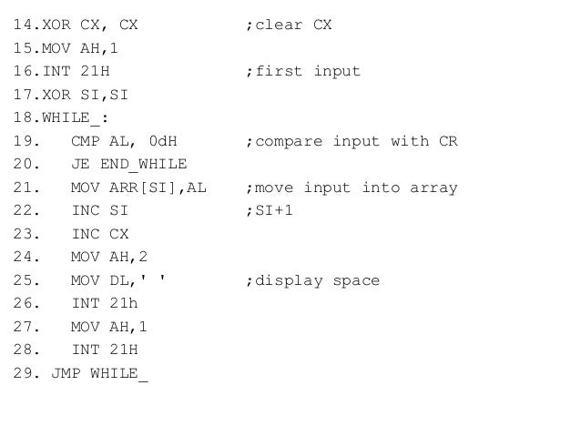 bubble sorting of an array in 8086 assembly language