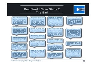 Technical Integrity of the Project Schedule 59
Real World Case Study 2
The Bad
 