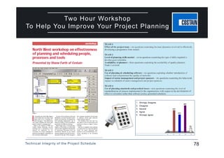 Technical Integrity of the Project Schedule 78
Two Hour Workshop
To Help You Improve Your Project Planning
 