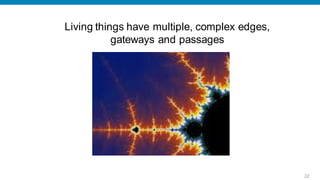 Living things have multiple, complex edges,
           gateways and passages




                                              22
 