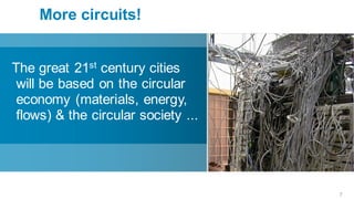 More circuits!


The great 21st century cities
 will be based on the circular
 economy (materials, energy,
 flows) & the circular society ...




                                     7
 