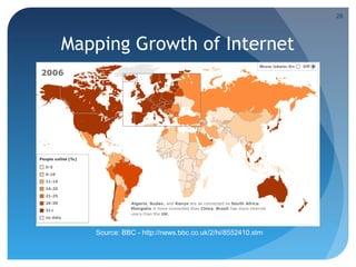 28




Mapping Growth of Internet




   Source: BBC - http://news.bbc.co.uk/2/hi/8552410.stm
 