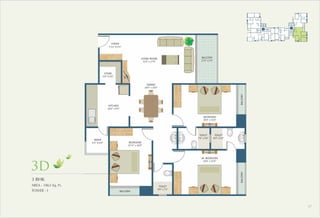 3 BHK
AREA - 1863 Sq. Ft.
TOWER - I
3D
17
KITCHEN
10'0" x 9'9"
DINING
10'0" x 10'5"
BEDROOM
10'0" x 15'0"
TOILET
7'6" x 5'0"
TOILET
8'0" x 5'0"
M. BEDROOM
10'6" x 15'0"
TOILET
4'6" x 7'2"
BEDROOM
13'11" x 10'0"
BALCONYBALCONY
BALCONY
LIVING ROOM
11'6" x 17'6"
BALCONY
11'6" x 5'0"
FOYER
5'11" X 5'5"
STORE
5'0" X 5'0"
WASH
5'3" X 6'0"
 