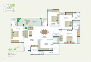 4 BHK
AREA - 2618 Sq. Ft.
TOWER - K
4A
18
K
FOYER
5'8" x 4'0"
KITCHEN
12'9" x 9'0"
DINING
11'10" x 13'2"
TOILET
5'0" x 6'8"
BEDROOM
10'0" x 14'0"
BALCONY
BALCONY
BEDROOM
15'0" x 11'3"
TOILET
6'8" x 6'5"
TOILET
6'5" x 8'0"
M. BEDROOM
12'0" x 18'0"
POOJA
5'0" x 2'9"
STORE
6'0" x 5'0"
DRAWING
12'0" x 18'0"
BALCONY
20'3" x 7'0"
TOILET
5'6" x 6'8"
WASH
9'6" x 5'5"
SERVANT ROOM
6'6" x 5'8"
SERVANT TOILET
3'3" x 4'11"
BEDROOM
14'4" x 11'0"
7'10" x 3'8"
 