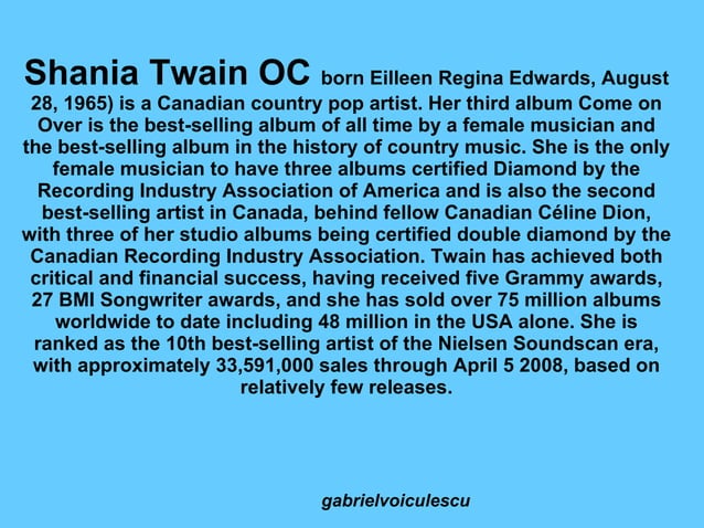Shania Twain Gabi PPT shania-twain-gabi-ppt