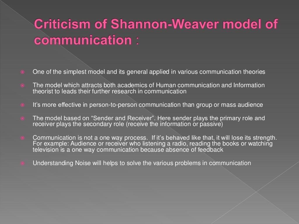Shannon and weaver model of communication