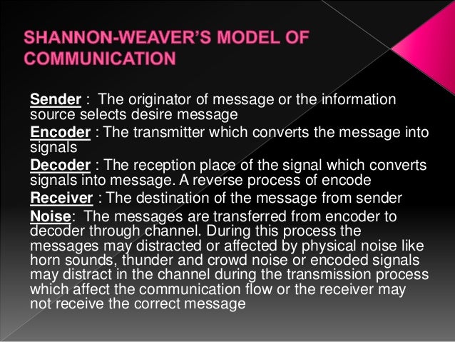 Shannon and weaver model of communication