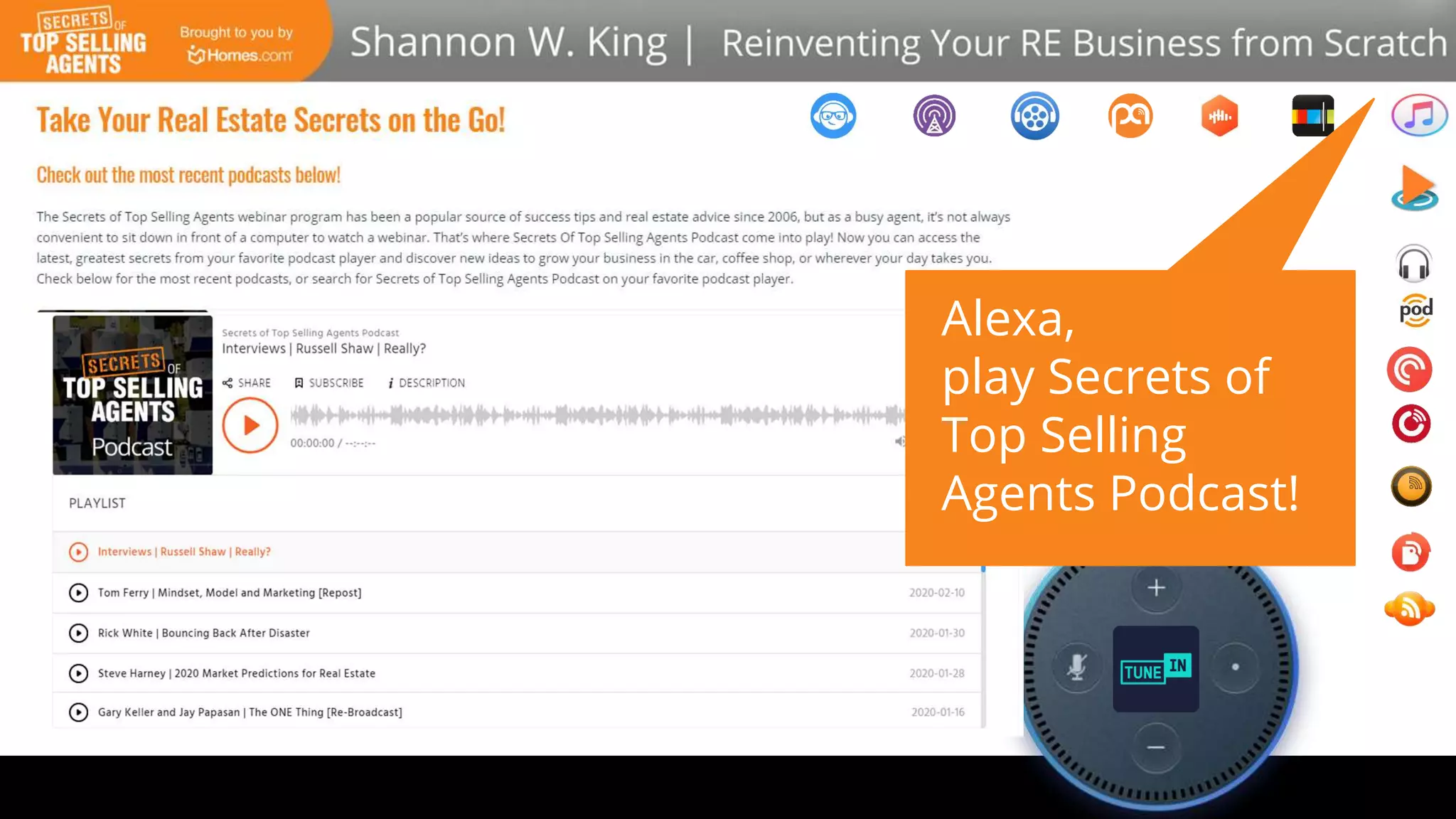 Alexa,
play Secrets of
Top Selling
Agents Podcast!
 