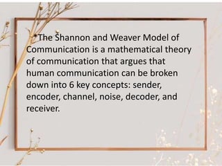 Shannon weaver mode | PPTX | Email | Internet