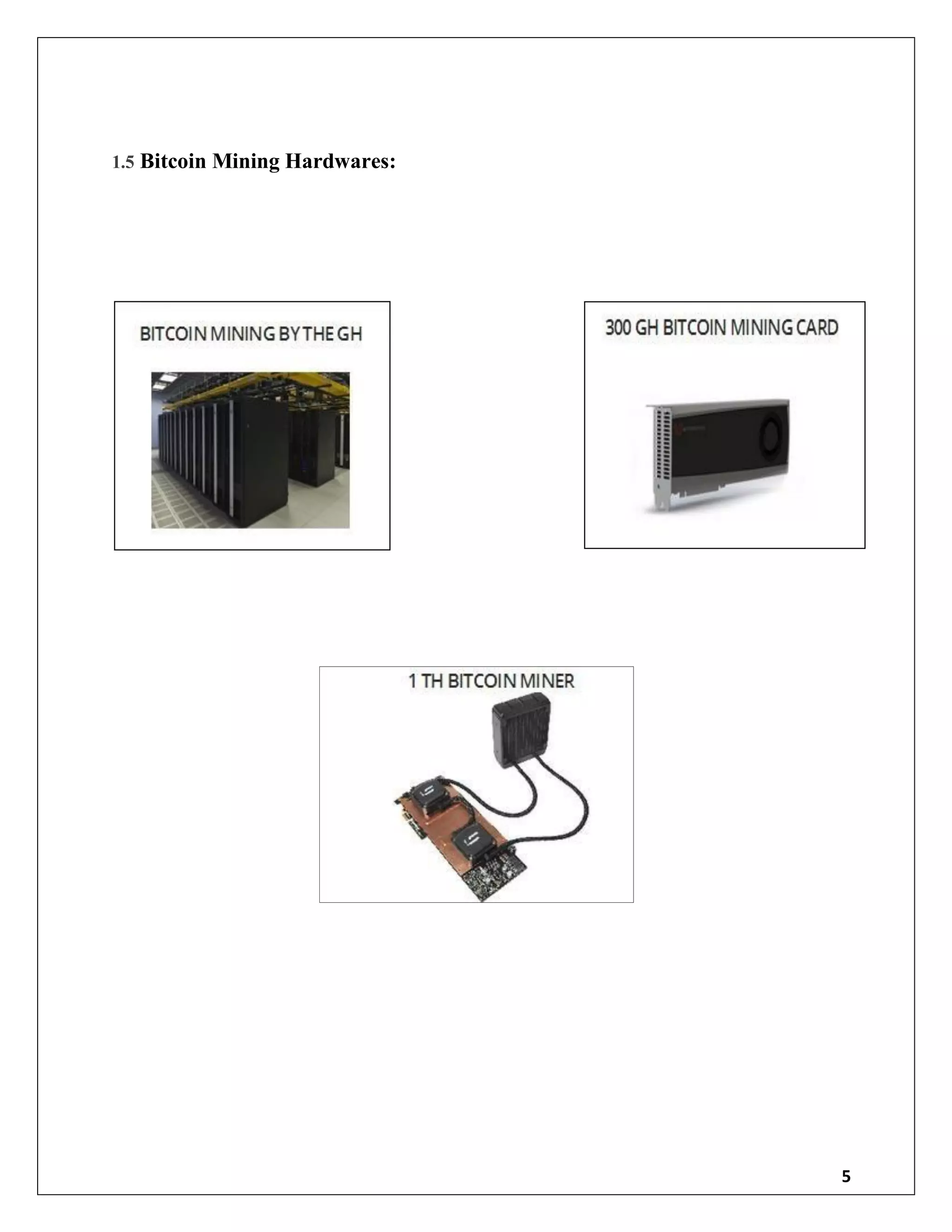 5
1.5 Bitcoin Mining Hardwares:
 