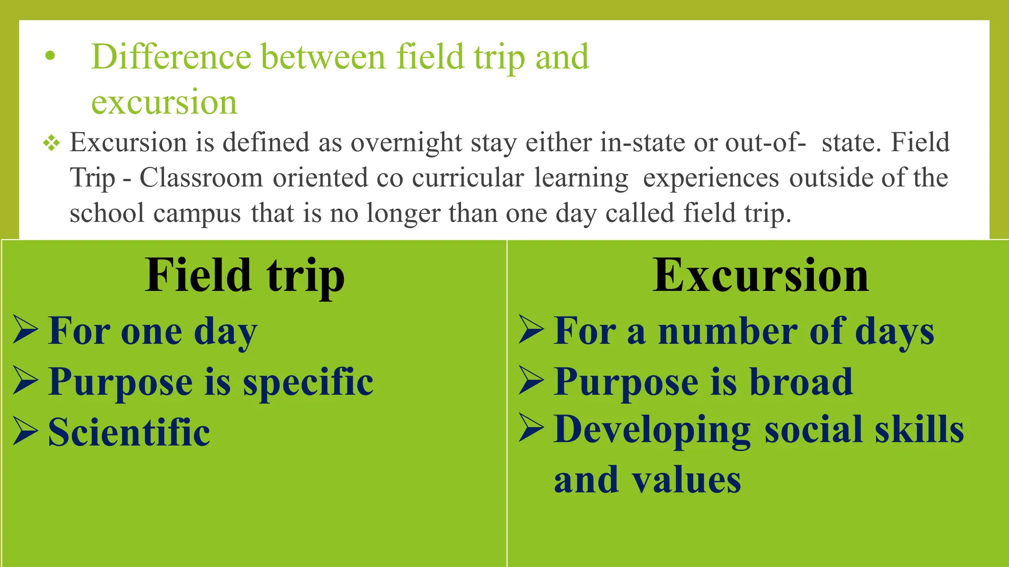 Difference between excursion and field trip | Soule.lgbt