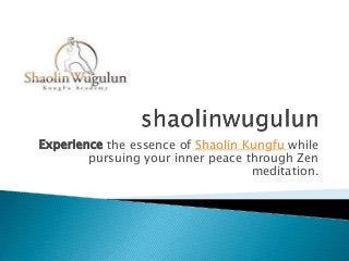 Experience the essence of Shaolin Kungfu while
pursuing your inner peace through Zen
meditation.
 