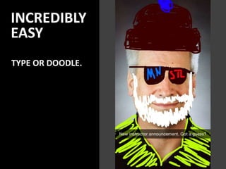 INCREDIBLY
EASY
TYPE OR DOODLE.
 