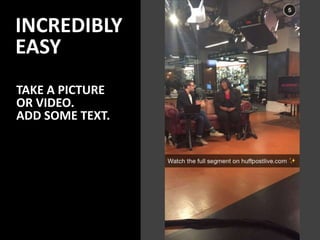 INCREDIBLY
EASY
TAKE A PICTURE
OR VIDEO.
ADD SOME TEXT.
 