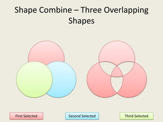 Shape Combine – Three Overlapping ShapesFirst SelectedThird SelectedSecond Selected