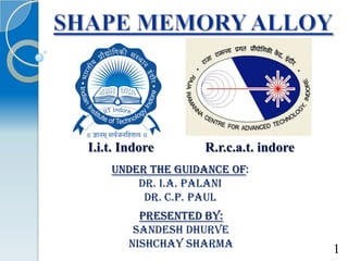 Under the guidance of:
DR. I.A. Palani
Dr. C.p. Paul
Presented by:
Sandesh Dhurve
Nishchay Sharma
I.i.t. Indore R.r.c.a.t. indore
1
 