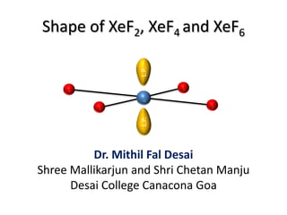 Shape of XeF2, XeF4 and XeF6
Dr. Mithil Fal Desai
Shree Mallikarjun and Shri Chetan Manju
Desai College Canacona Goa
L.P.L.P.
 