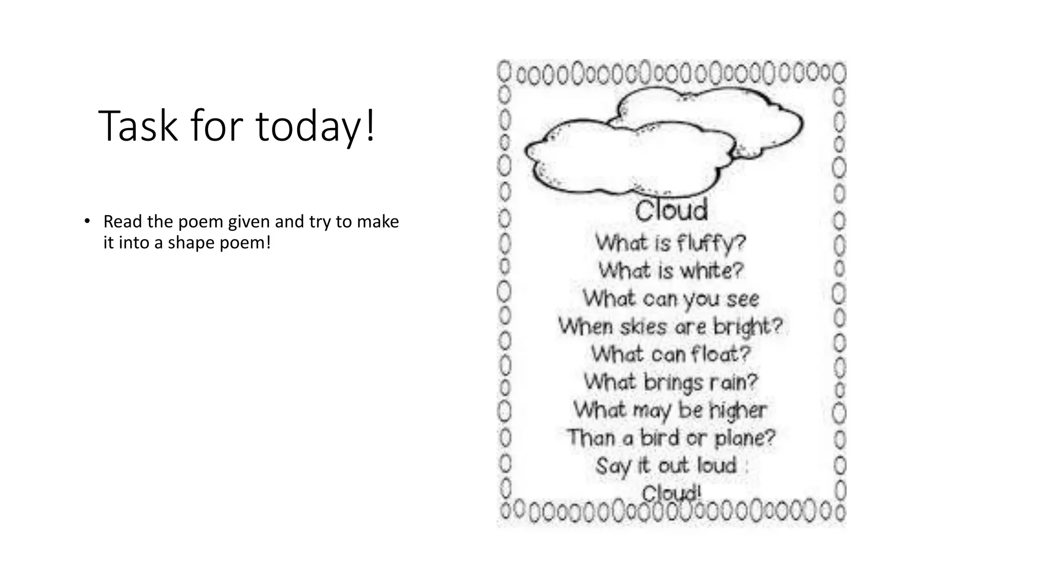 shape poem and shape patters poem scheme | PPTX