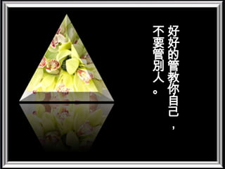 好好的管教你自己，不要管別人。