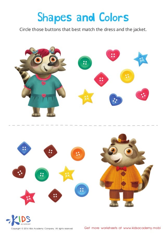learning shapes and colors for children printable pdf