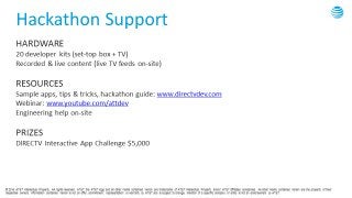 © 2016 AT&T Intellectual Property. All rights reserved. AT&T, the AT&T logo and all other marks contained herein are trademarks of AT&T Intellectual Property and/or AT&T affiliated companies. All other marks contained herein are the property of their
respective owners. Information contained herein is not an offer, commitment, representation or warranty by AT&T and is subject to change. Mention of a specific company or entity is not an endorsement by AT&T.
 