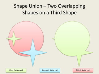 Shape Union – Two Overlapping Shapes on a Third Shape First SelectedThird SelectedSecond Selected