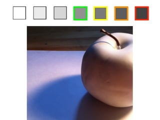 step 2 Choose seven different colored markers, then outline each of your squares 
above in a different color. 
step 3 Identify areas in the drawing below which match the value of the darkest box 
in your value scale, then outline those areas with the corresponding marker 
color. Once you have identified all the areas with that value, repeat the 
process for each value in your value scale! 
 