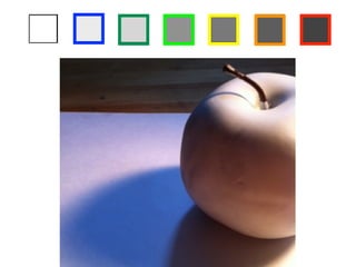 step 2 Choose seven different colored markers, then outline each of your squares 
above in a different color. 
step 3 Identify areas in the drawing below which match the value of the darkest box 
in your value scale, then outline those areas with the corresponding marker 
color. Once you have identified all the areas with that value, repeat the 
process for each value in your value scale! 
 