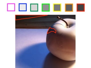 step 2 Choose seven different colored markers, then outline each of your squares 
above in a different color. 
step 3 Identify areas in the drawing below which match the value of the darkest box 
in your value scale, then outline those areas with the corresponding marker 
color. Once you have identified all the areas with that value, repeat the 
process for each value in your value scale! 
 