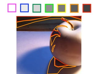 step 2 Choose seven different colored markers, then outline each of your squares 
above in a different color. 
step 3 Identify areas in the drawing below which match the value of the darkest box 
in your value scale, then outline those areas with the corresponding marker 
color. Once you have identified all the areas with that value, repeat the 
process for each value in your value scale! 
 