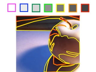 step 2 Choose seven different colored markers, then outline each of your squares 
above in a different color. 
step 3 Identify areas in the drawing below which match the value of the darkest box 
in your value scale, then outline those areas with the corresponding marker 
color. Once you have identified all the areas with that value, repeat the 
process for each value in your value scale! 
 